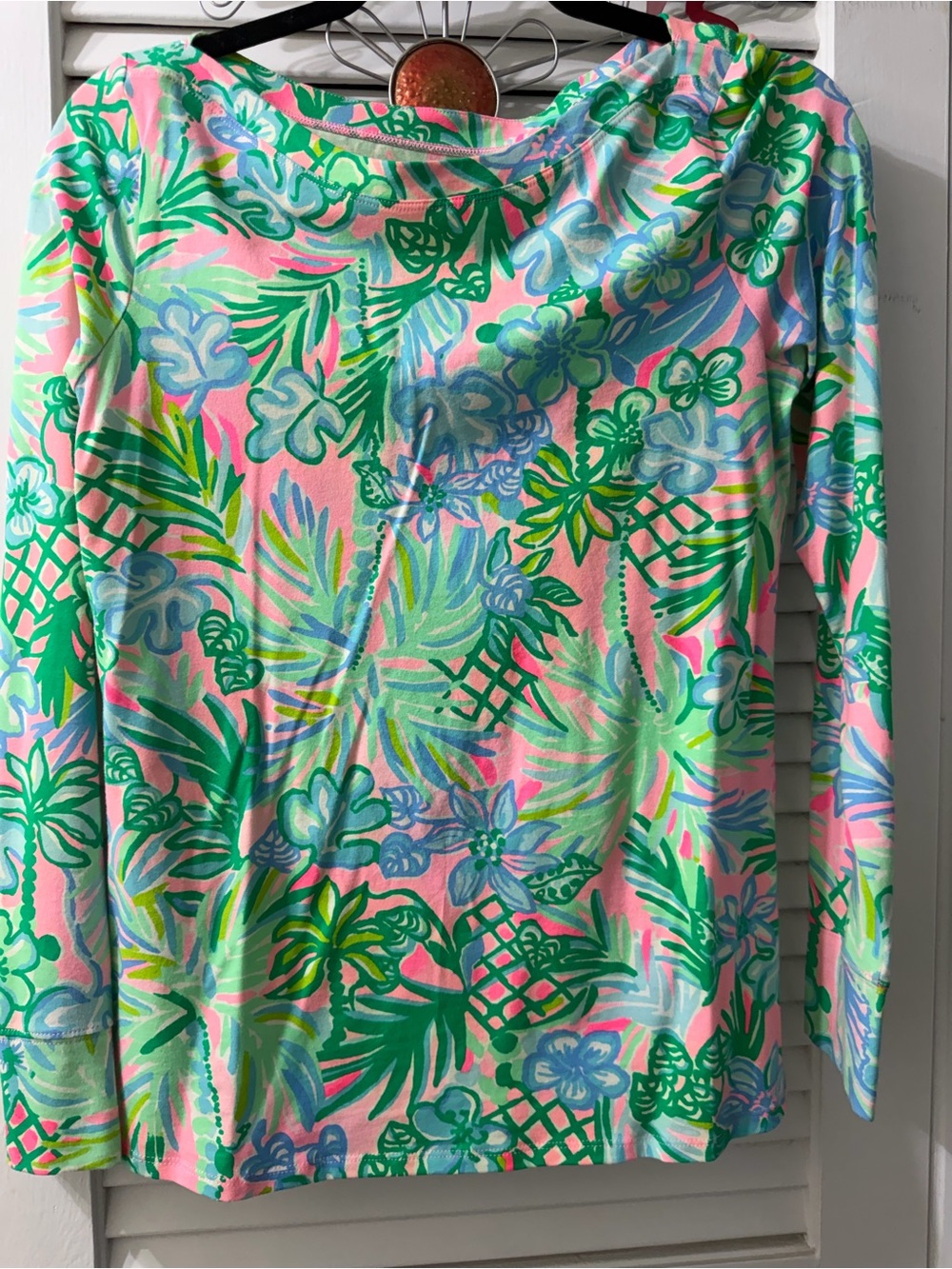 Lilly Pulitzer medium  Tropical Print One-Piece Long Sleeve Pink & Green